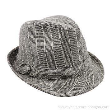 2012 New Style Men's Stripe Fedora/Trilby Hat with Self Band and Button Trim